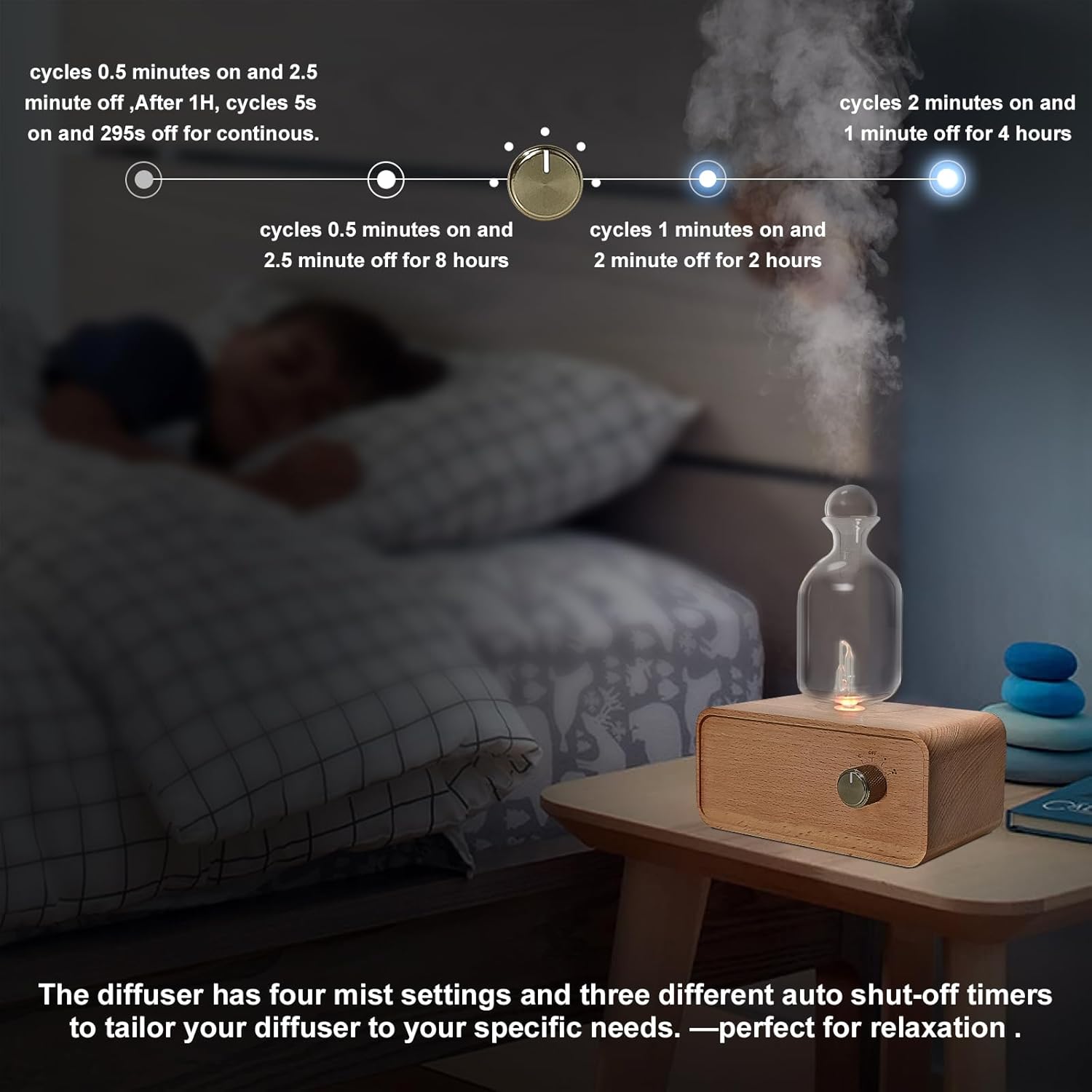VitraMist™ Cordless Nebulizing Diffuser – Handcrafted Glass & Wood Aromatherapy with Soft Ambient Glow