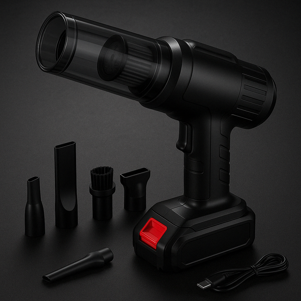 TorqueVac™ - Heavy-Duty Car Vacuum – Ultra-Powerful Cordless Suction & Dual Blower for Garage & Travel