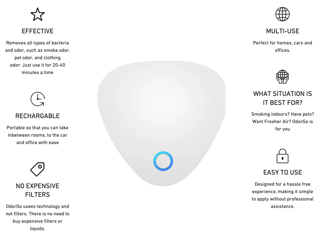 OdorGo - Rimuove gli odori persistenti di fumo e animali domestici 